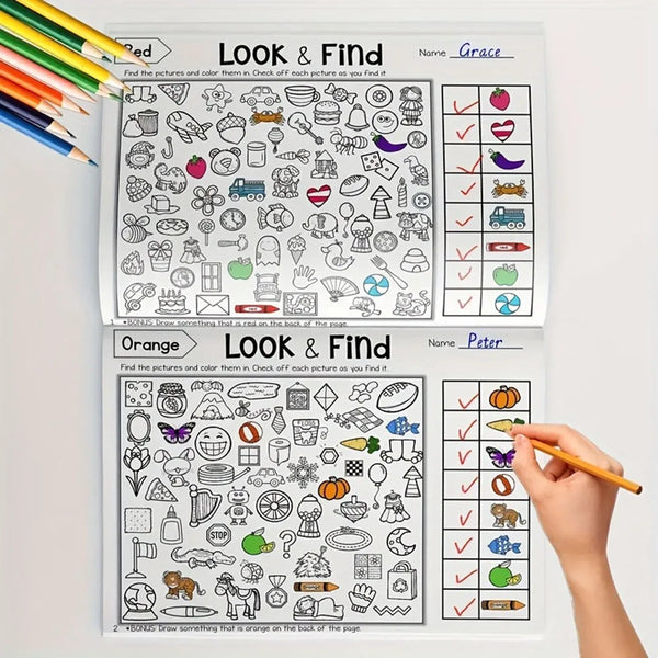1 Book Kid's Search for Items Game, Enhance Visual Perception, Fun Coloring Book Focus and Attention, Handwriting Exercise Book alternate