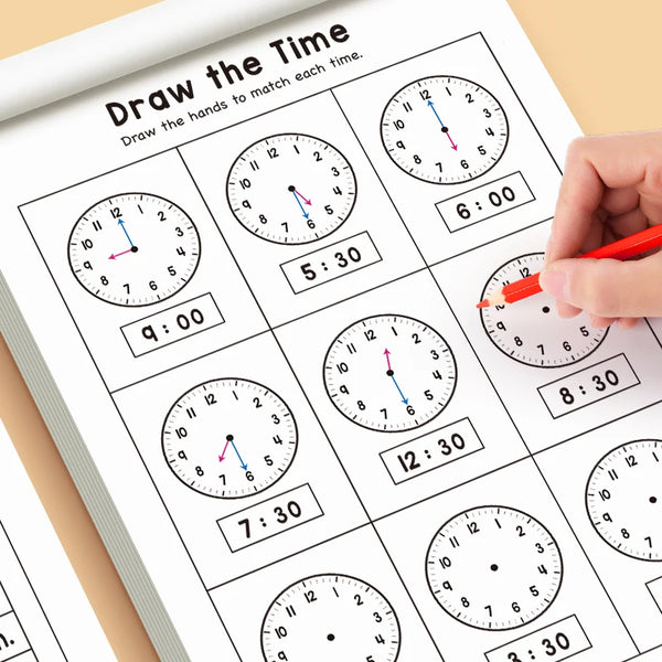 32 Page Telling Time Exercise Time Cognition Book Interactive Game Book about Time Fun Time Game Drawing Learning Book alternate